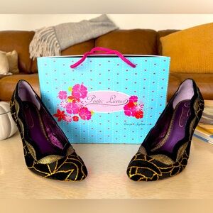 Poetic Licence black velvet/gold sparkle heels